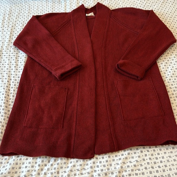 Poetry long cardigan,organic cotton,chili red, long,front pockets, size 12 - Picture 9 of 9